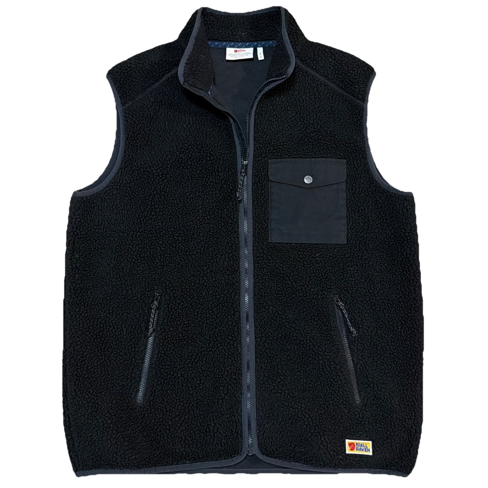 Fjall Raven Vardag Vest Mens XL Pile Fleece Full Zip‎ Black